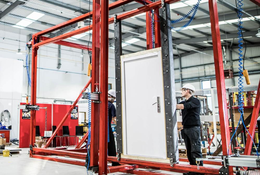 door being certified in a testing facility