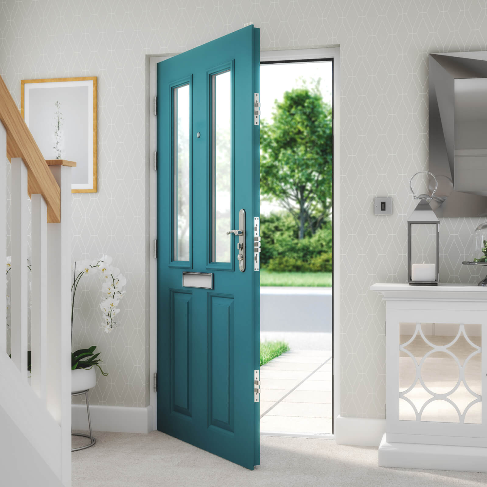 front doors in showroom