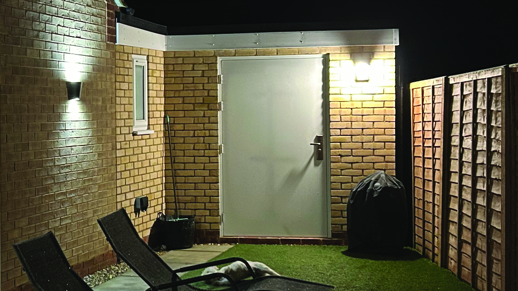 garage door installed on external building