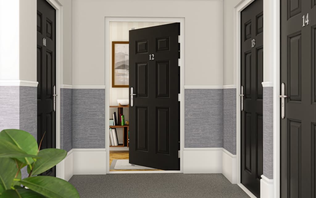 Lathams security doors installed in an apartment complex to improve flat security